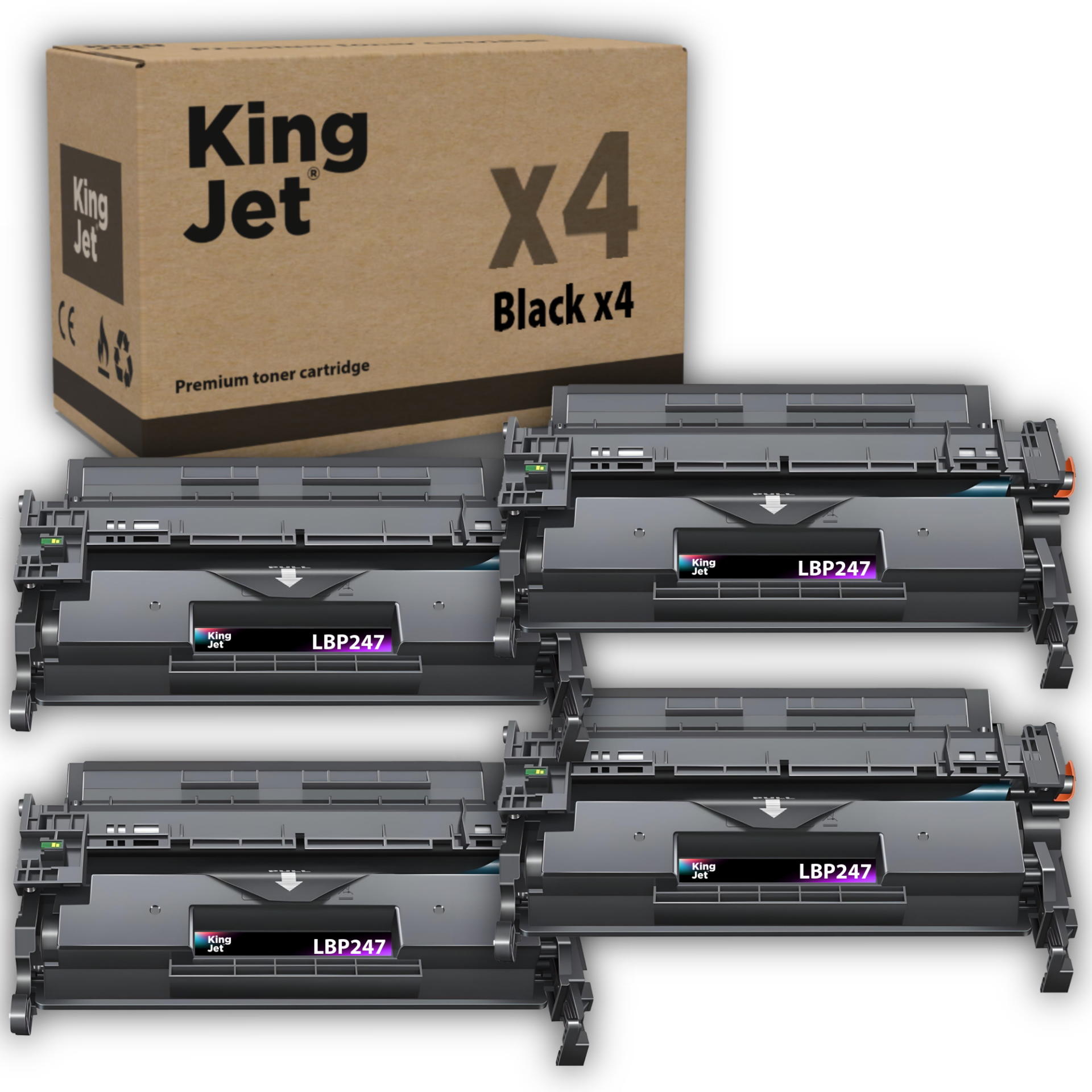 Kingjet Canon Uyumlu LBP247dw Standart Kapasiteli (4'lü Paket) Muadil Toner Çipli | 070 / CRG-070