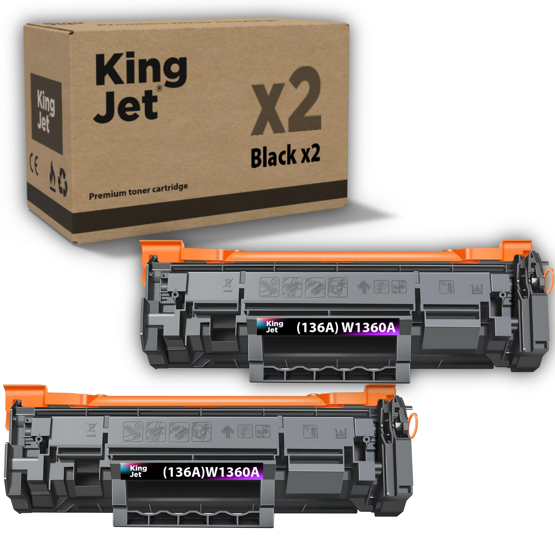 Kingjet Hp Uyumlu (136A) W1360A Standart Kapasiteli (2'li Paket) Muadil Toner Çipli | MFP M236dw
