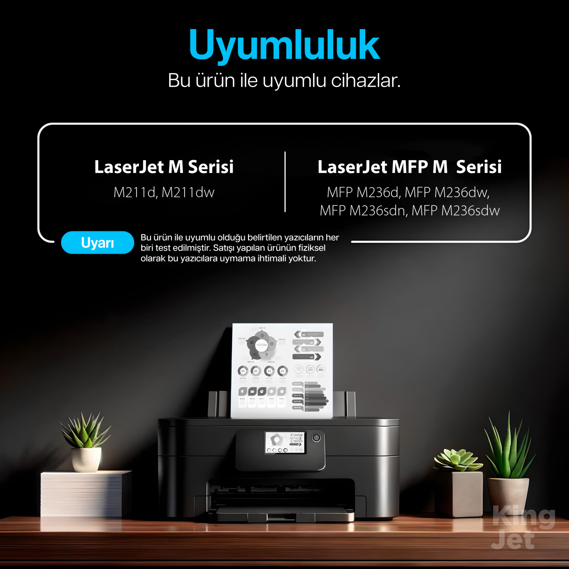Kingjet Hp Uyumlu MFP M236d Standart Kapasiteli (2'li Paket) Muadil Toner Çipli | (136A) W1360A