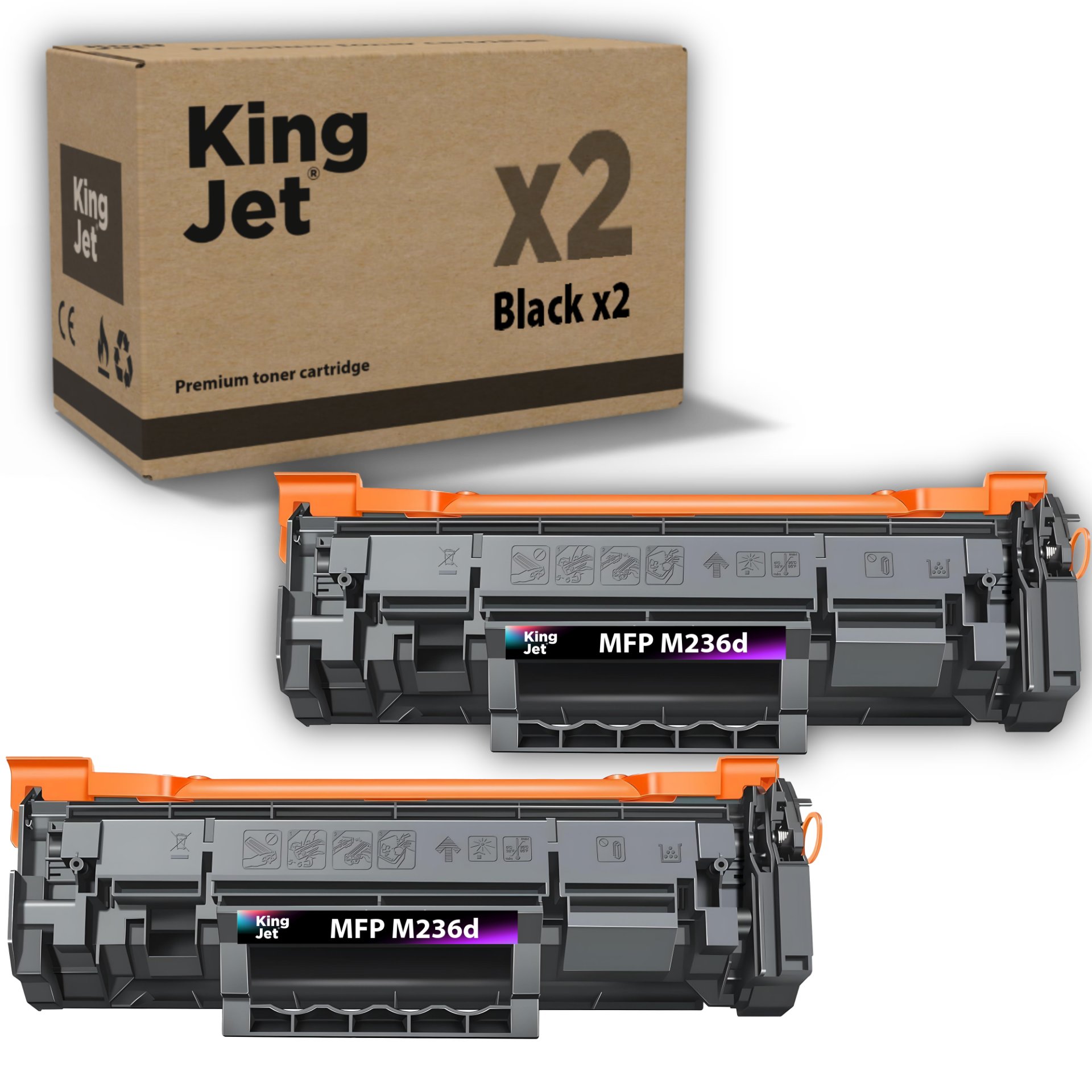 Kingjet Hp Uyumlu MFP M236d Standart Kapasiteli (2'li Paket) Muadil Toner Çipli | (136A) W1360A