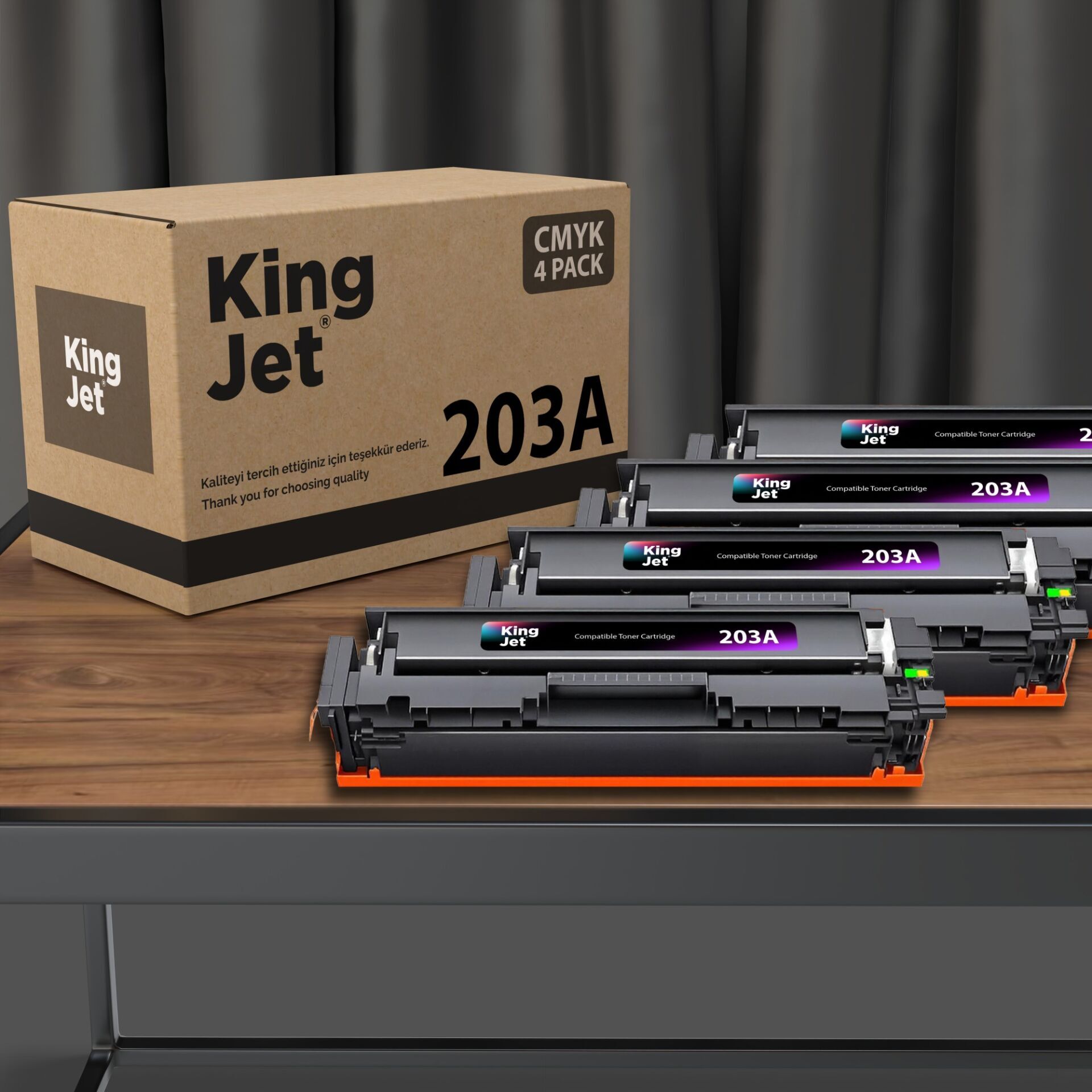 Kingjet Hp Uyumlu 203A Standart Kapasiteli 4 Renk (Takım) Muadil Toner Çipli | M254dnw Uyumlu
