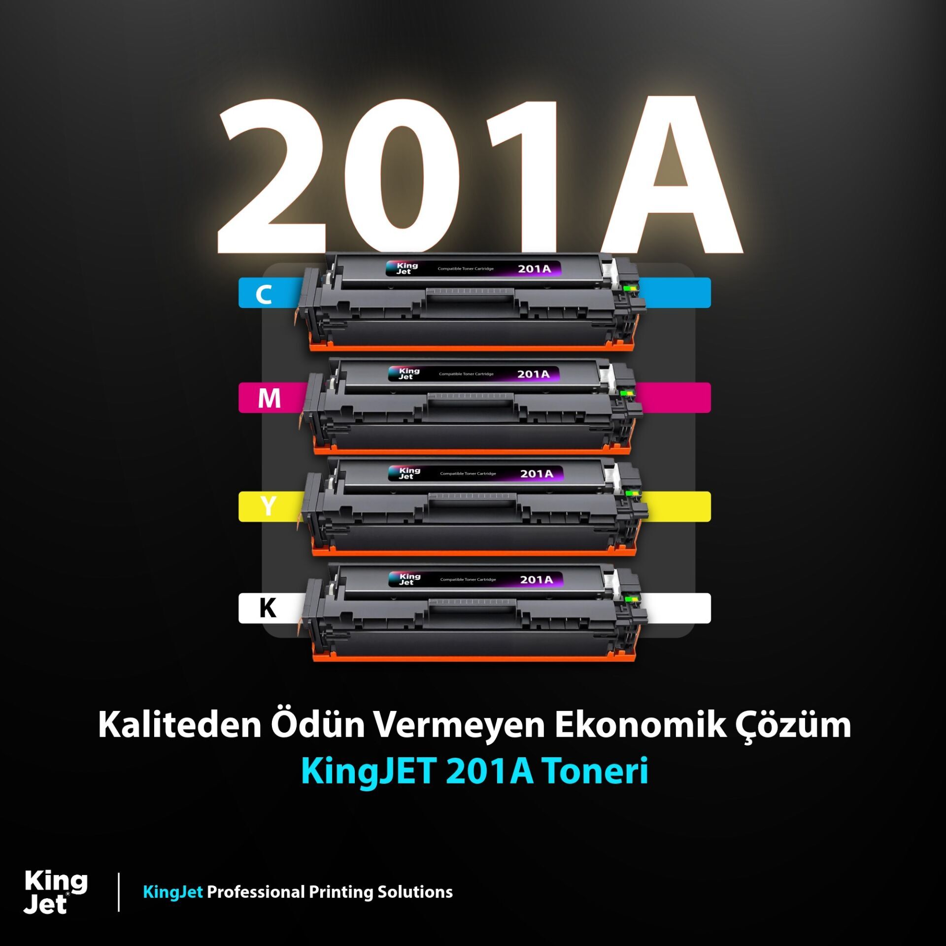 Kingjet Hp Uyumlu 201A Standart Kapasiteli 4 Renk (Takım) Muadil Toner Çipli | M252 ile Uyumlu