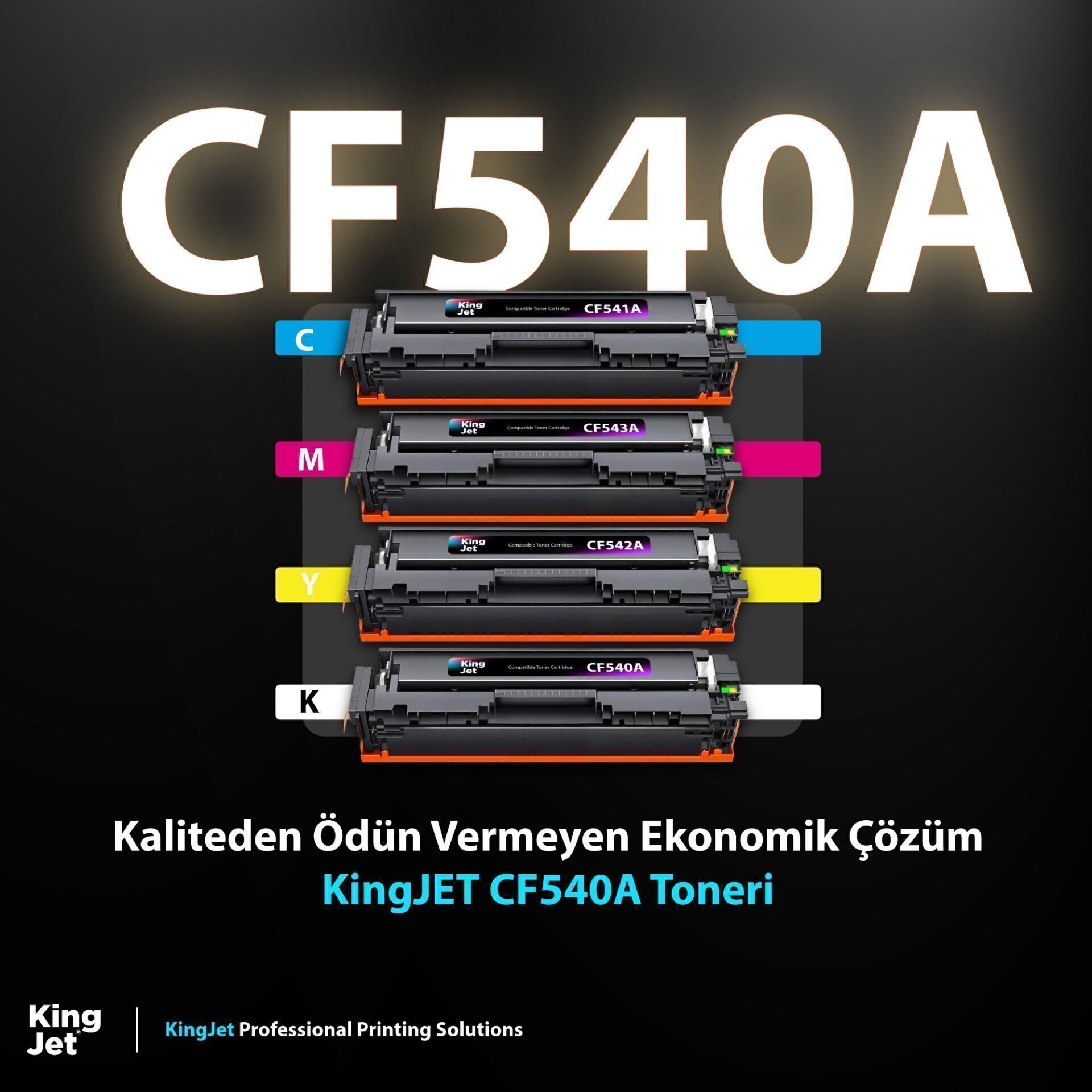 Kingjet Hp MFP M281fdn Uyumlu Standart Kapasiteli 4 Renk (Takım) Muadil Toner Çipli | CF540A