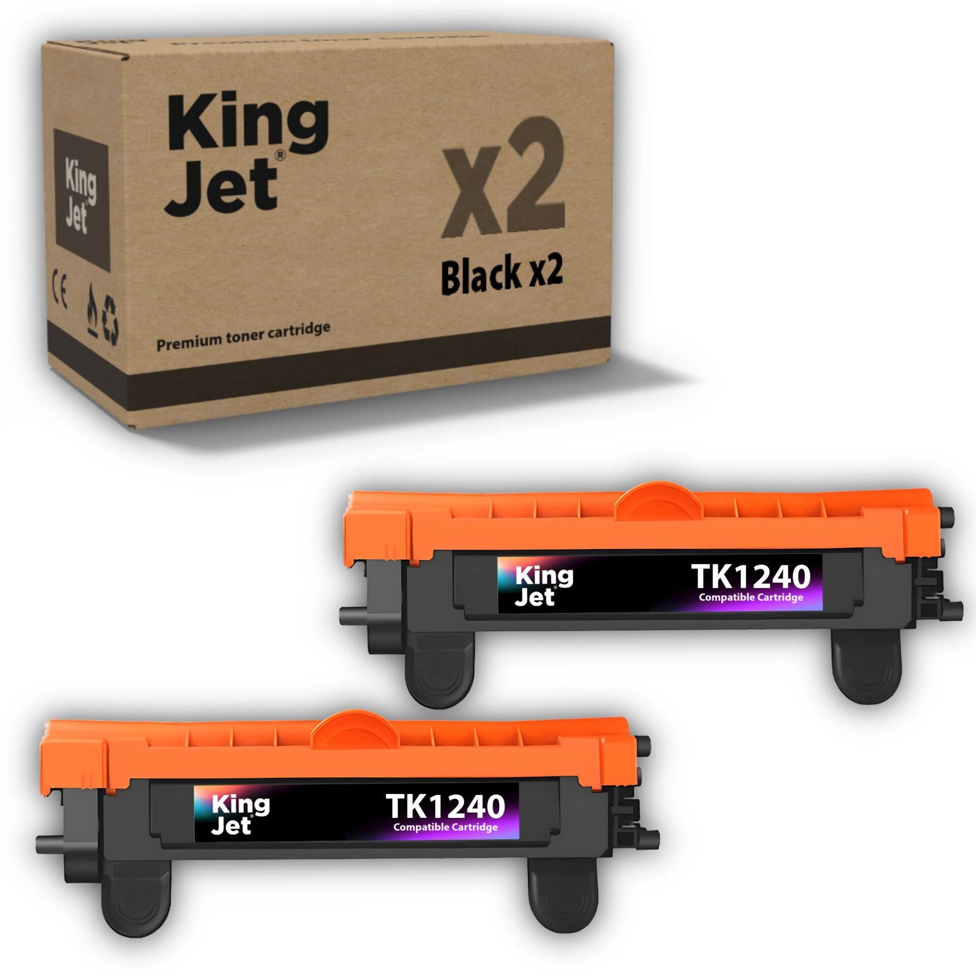 Kingjet Kyocera Uyumlu TK-1240 2'li Paket | Ecosys MA2000w, MA2001w Muadil Toner
