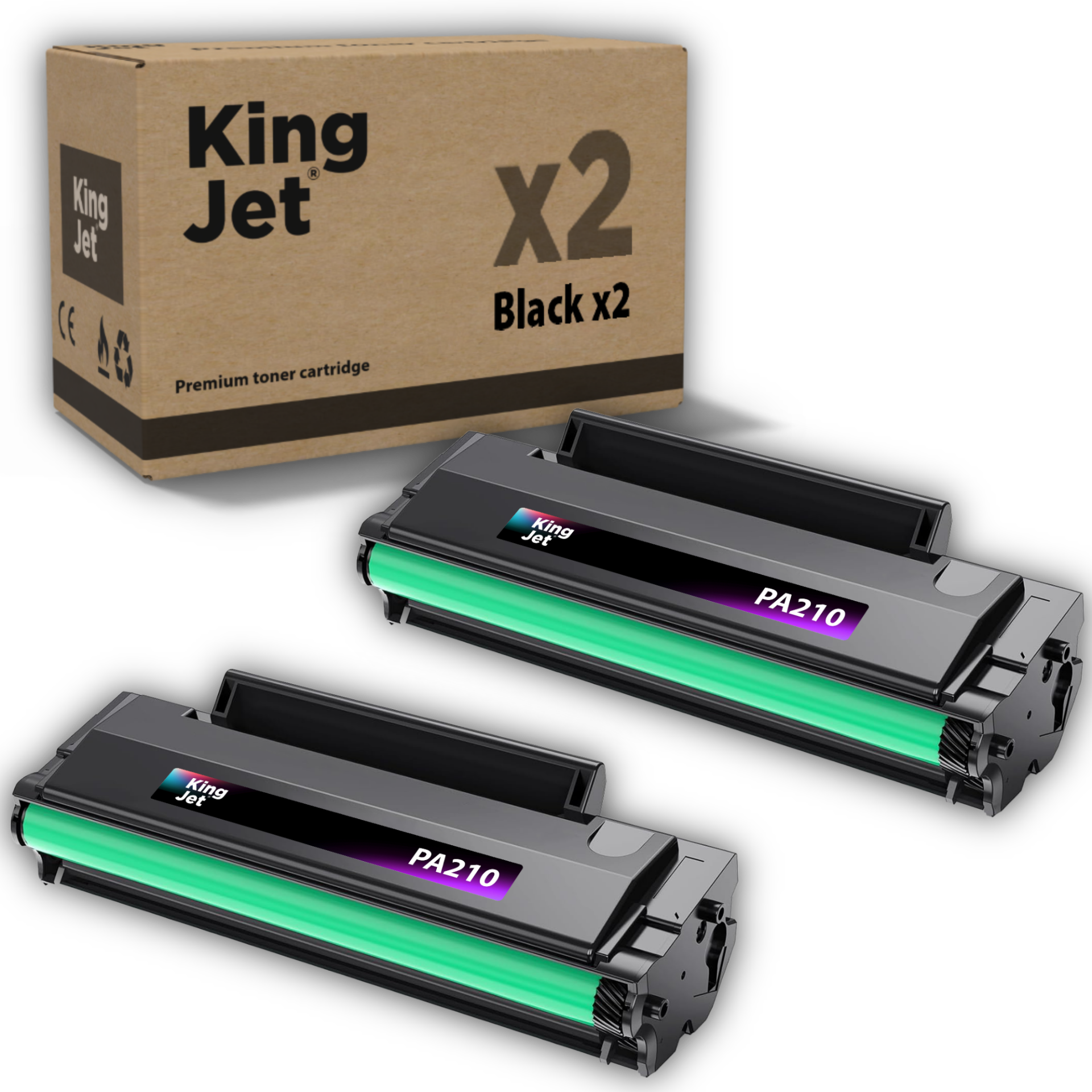 Kingjet Pantum PA-210 Uyumlu Standart Kapasiteli (2'li Paket) Çipli Muadil Toner | P2500 Uyumlu Toner