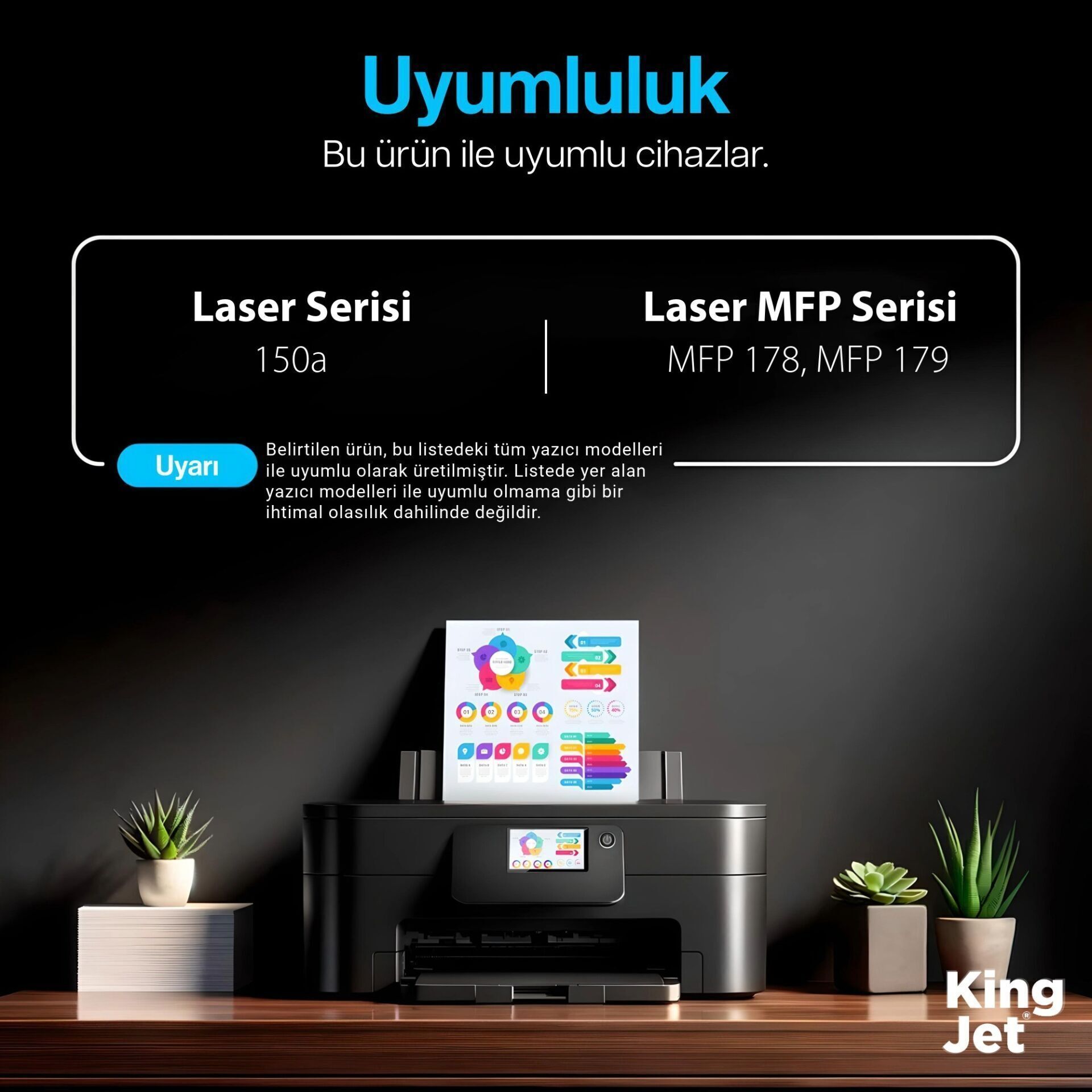 Kingjet HP Color Laser 150a ile uyumlu Standart Kapasiteli 4 Renk Muadil Toner Çipli | 117A / W2070A
