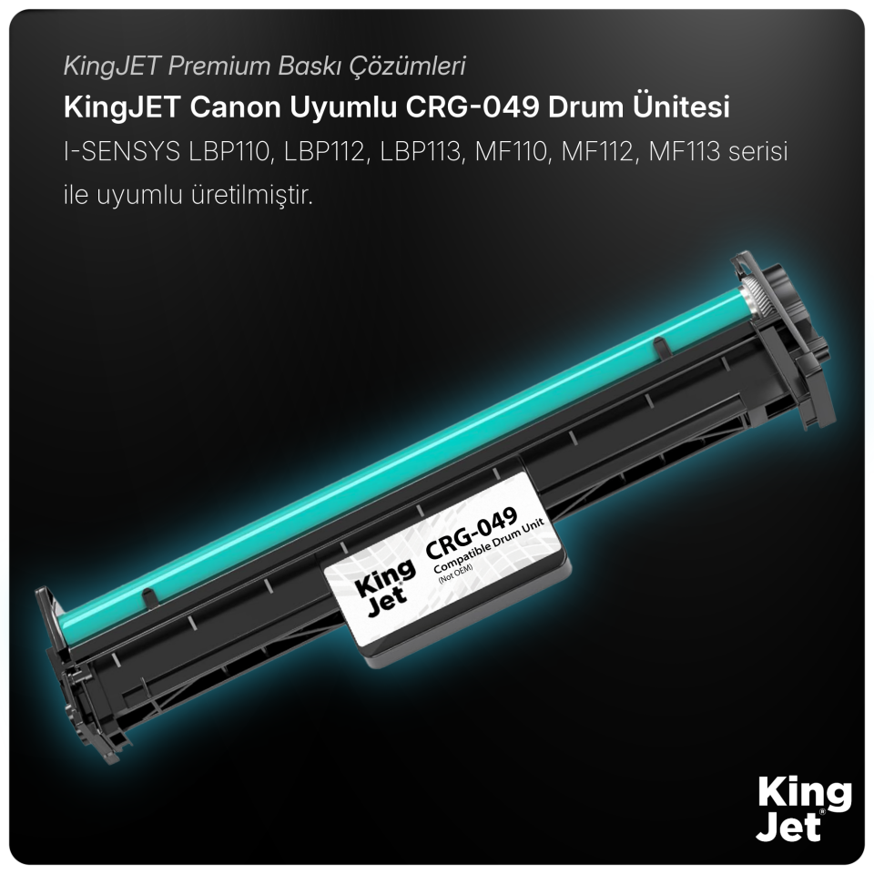 KingJET Canon Uyumlu (049) CRG-049 Standart Kapasiteli Çipli Muadil Drum Ünitesi | LBP113