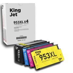 KingJET OfficeJet Pro 7730 Uyumlu 953XL Yüksek Kapasiteli 4 Renk (Takım) Çipli Muadil Kartuş