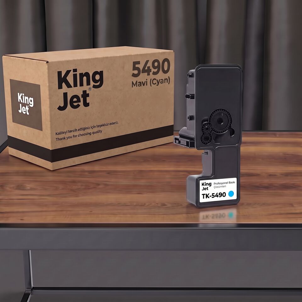 Kingjet Kyocera Uyumlu TK-5490 Mavi (Cyan) Muadil Toner Çipli
