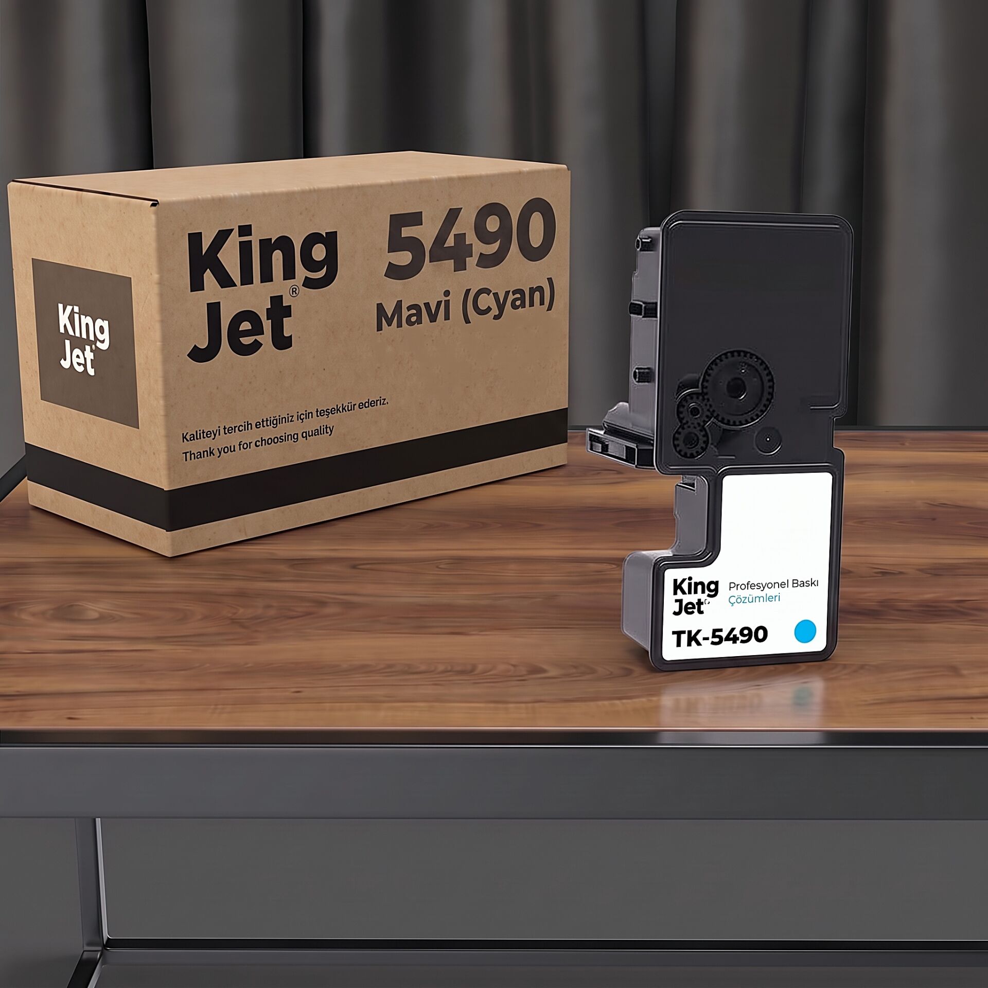 KingJET Kyocera TK-5490C Mavi Çipli Muadil Toner