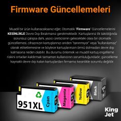 KingJET Hp OfficeJet Pro 8600 Uyumlu Yüksek Kapasiteli 4 Renk (Takım) Çipli Muadil Kartuş | 950XL