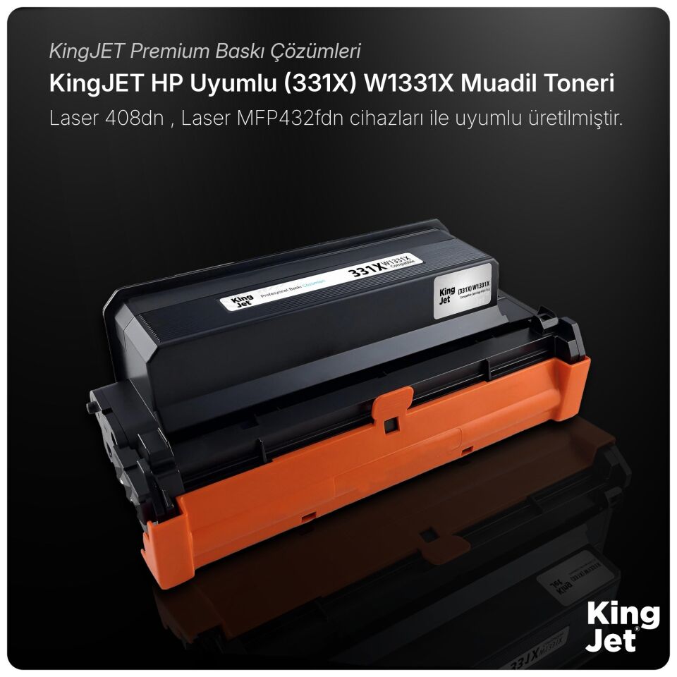 KingJET HP Uyumlu (331X) W1331X Yüksek Kapasiteli Çipli Muadil Toner | MFP M432fdn