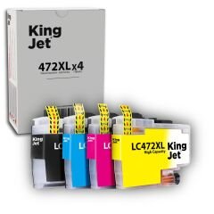 KingJET Brother Uyumlu LC472XL Yüksek Kapasiteli 4 Renk (Takım) Çipli Muadil Kartuş