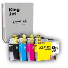 KingJET Brother Uyumlu MFC-J3930DW Yüksek Kapasiteli 4 Renk (Takım) Çipli Muadil Kartuş | LC3719XL