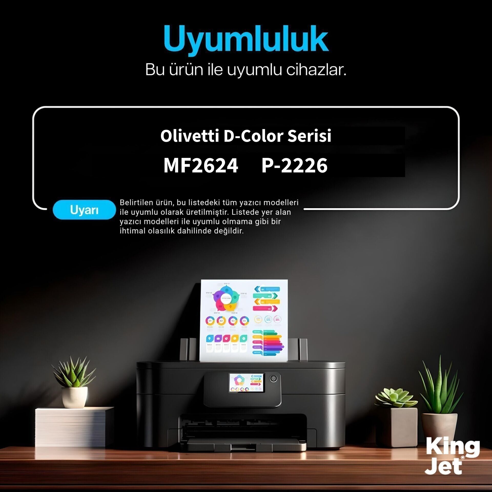 KingJET Olivetti B1238 D-Color MF2624 Mavi (Cyan) Uyumlu Yazıcılar
