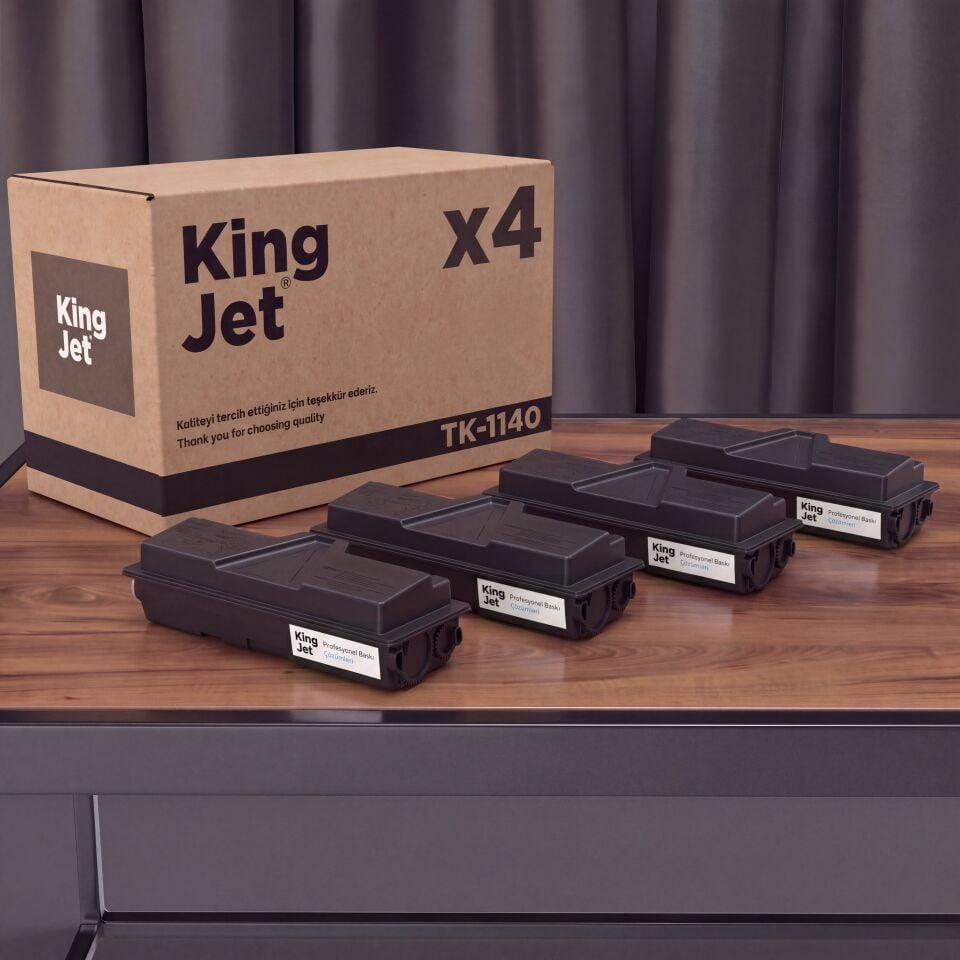KingJET Kyocera Uyumlu TK-1140 Standart Kapasiteli (4'lü Paket) Çipli Muadil Toner