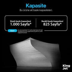 KingJET HP OfficeJet 6230 Uyumlu Yüksek Kapasiteli 4 Renk (Takım) Çipli Muadil Kartuş