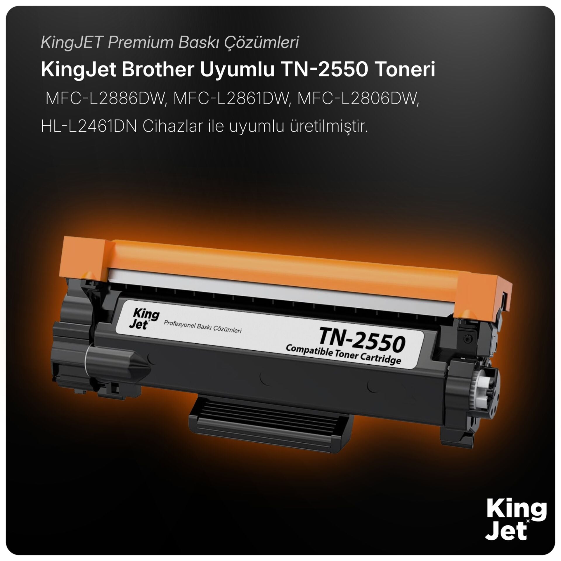 KingJET Brother Uyumlu TN-2550 Standart Kapasiteli (2'li Paket) Muadil Toner | HL-L2461DN