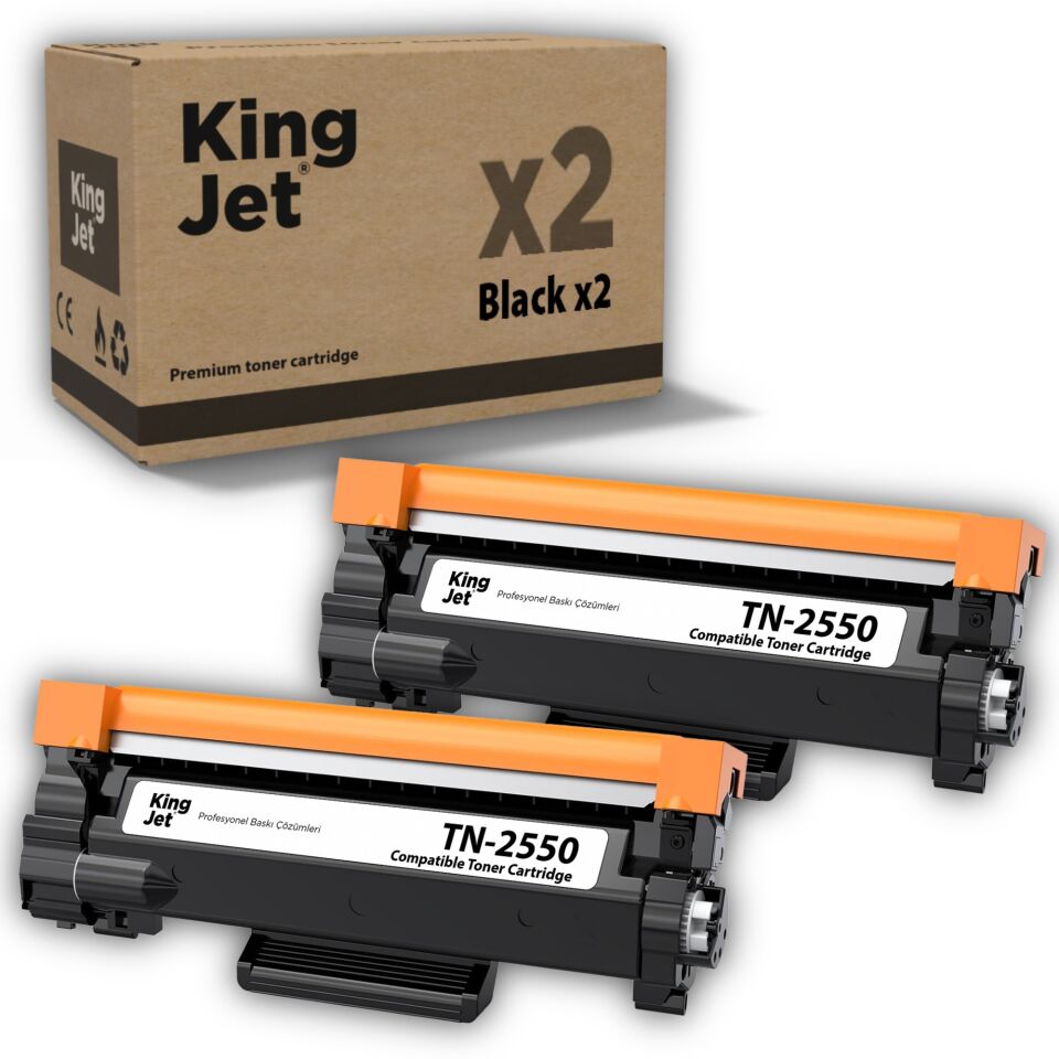 KingJET Brother Uyumlu TN-2550 Standart Kapasiteli (2'li Paket) Muadil Toner | HL-L2461DN