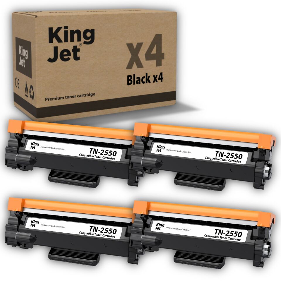 KingJET Brother Uyumlu TN-2550 Standart Kapasiteli (4'lü Paket) Muadil Toner | HL-L2461DN