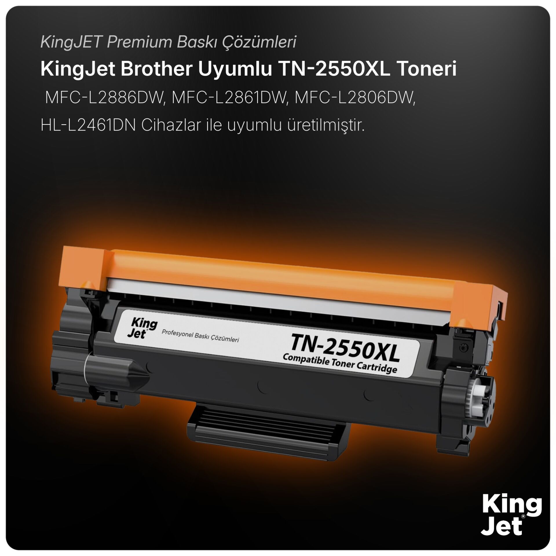 KingJET Brother Uyumlu TN-2550XL Yüksek Kapasiteli (2'li Paket) Muadil Toner