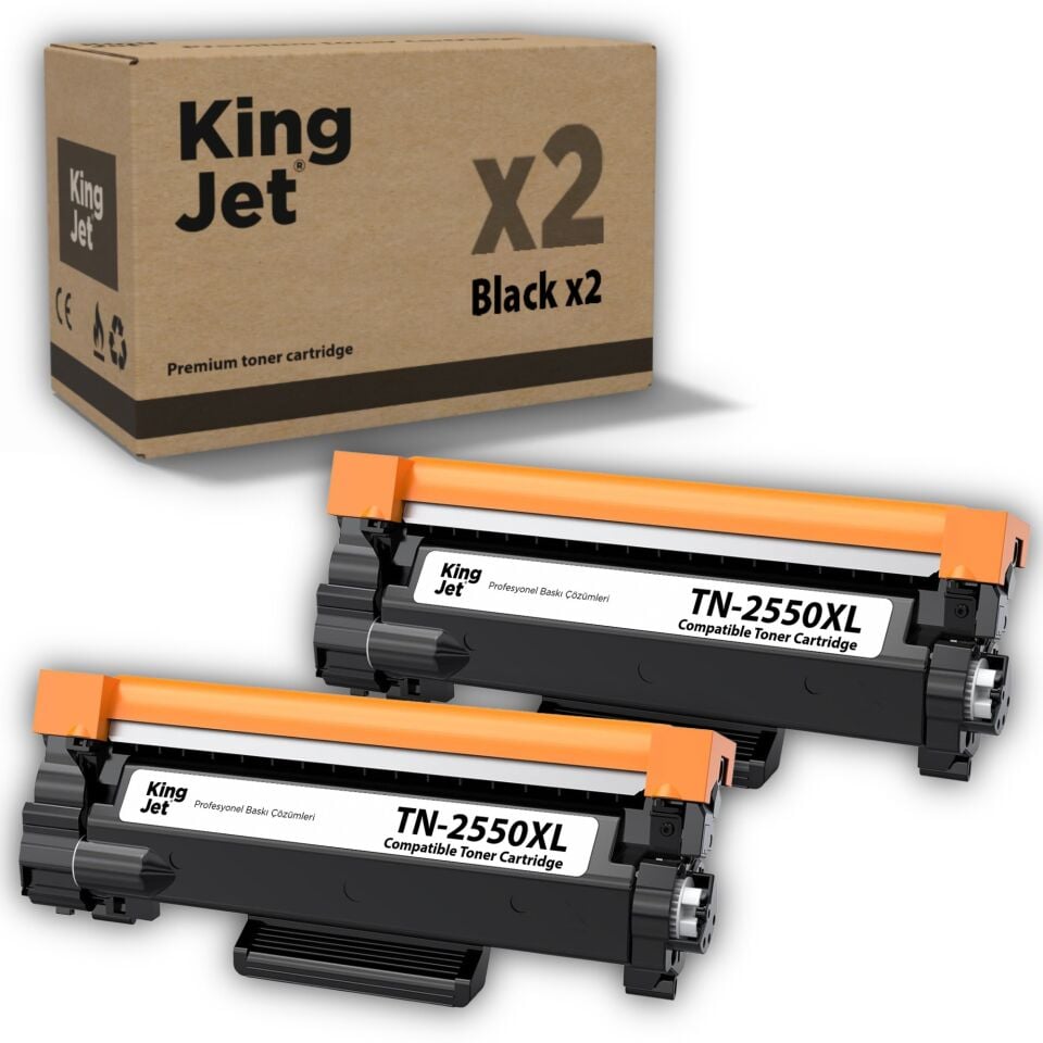 KingJET Brother Uyumlu TN-2550XL Yüksek Kapasiteli (2'li Paket) Muadil Toner