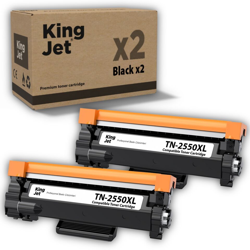 KingJET Brother Uyumlu TN-2550XL Yüksek Kapasiteli (2'li Paket) Muadil Toner | HL-L2461DN
