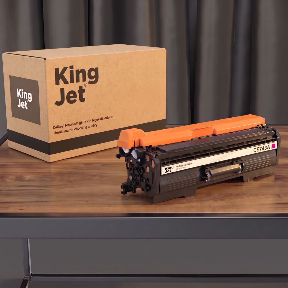 KingJET HP Uyumlu CE743A Kırmızı Standart Kapasiteli (Tekli) Çipli Muadil Toner | Color Laserjet CP5225n