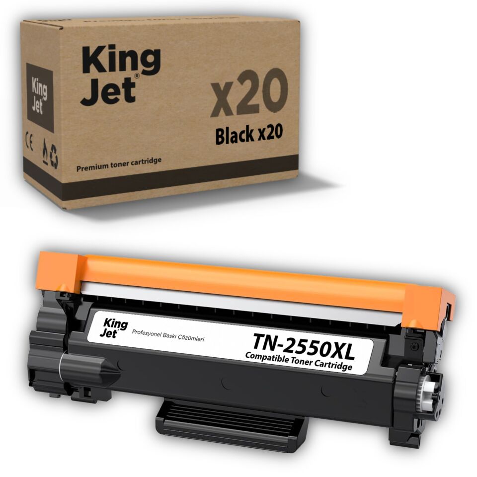 KingJET Brother Uyumlu TN-2550XL Yüksek Kapasiteli (20'li Paket) Muadil Toner