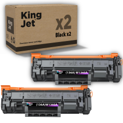 Kingjet Hp Uyumlu (136A) W1360A Standart Kapasiteli (2'li Paket) Muadil Toner Çipli | MFP M236dw