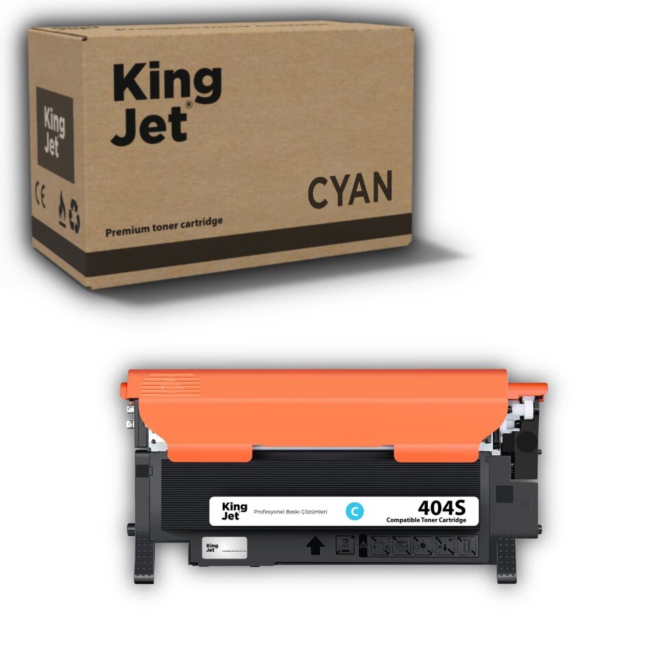 KingJET Samsung Uyumlu CLT-C404S Standart Kapasiteli Mavi (Cyan) Çipli Muadil Toner
