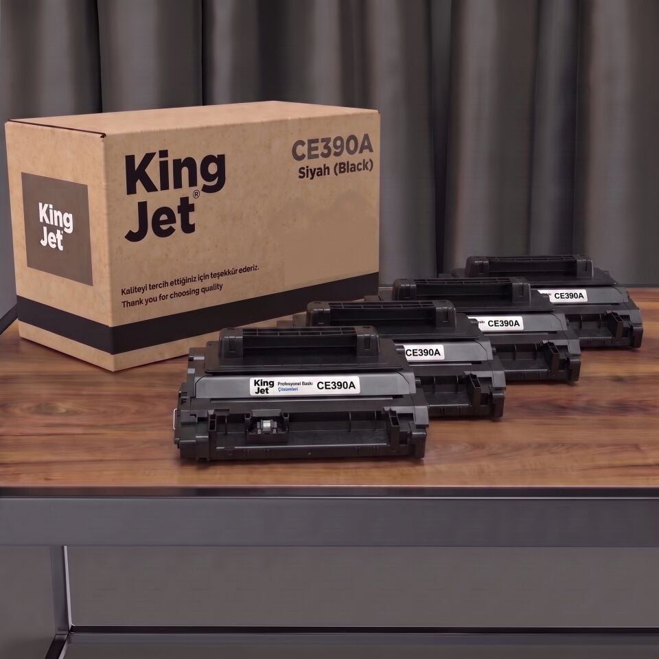 KingJET HP Uyumlu CE390A Standart Kapasiteli (4'lü Paket) Çipli Muadil Toner | M602DN
