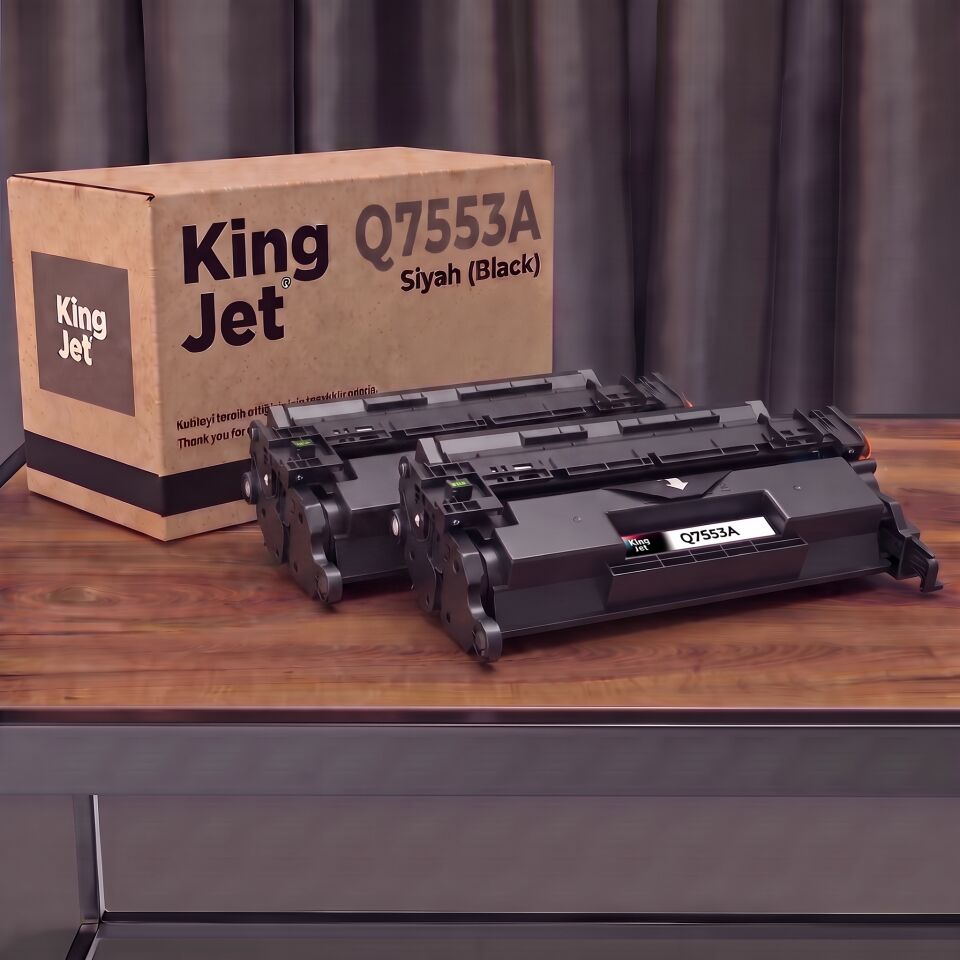 KingJET HP Uyumlu 53A Q7553A Siyah Standart Kapasiteli (2'li Paket) Çipli Muadil Toner