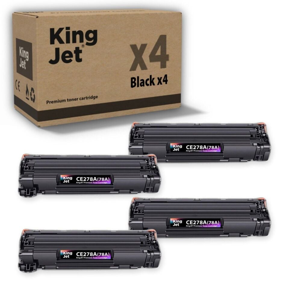 KingJET HP Uyumlu CE278A Standart Kapasiteli (4'lü Paket) Çipli Muadil Toner | LaserJet Pro P1603