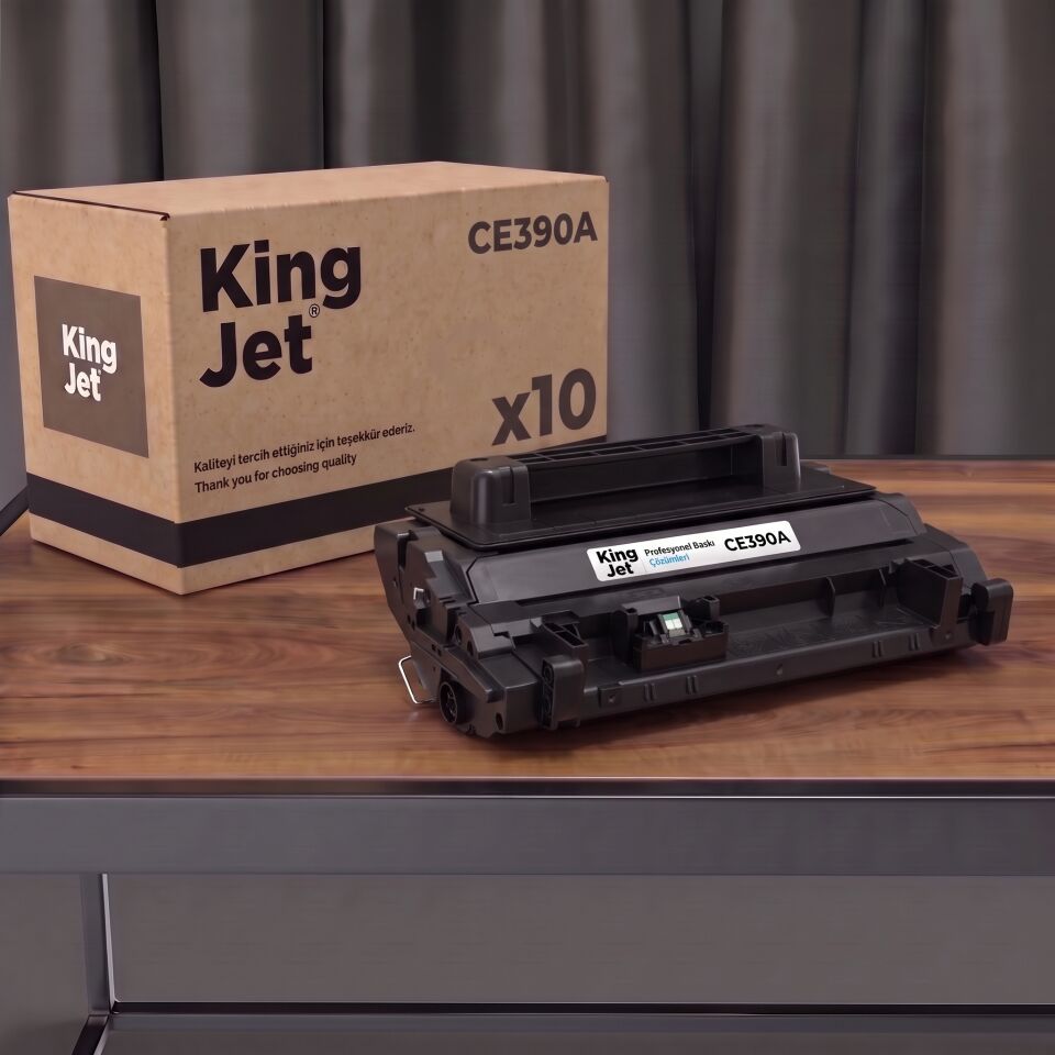 KingJET HP Uyumlu CE390A Standart Kapasiteli (10'lu Paket) Çipli Muadil Toner | M4555