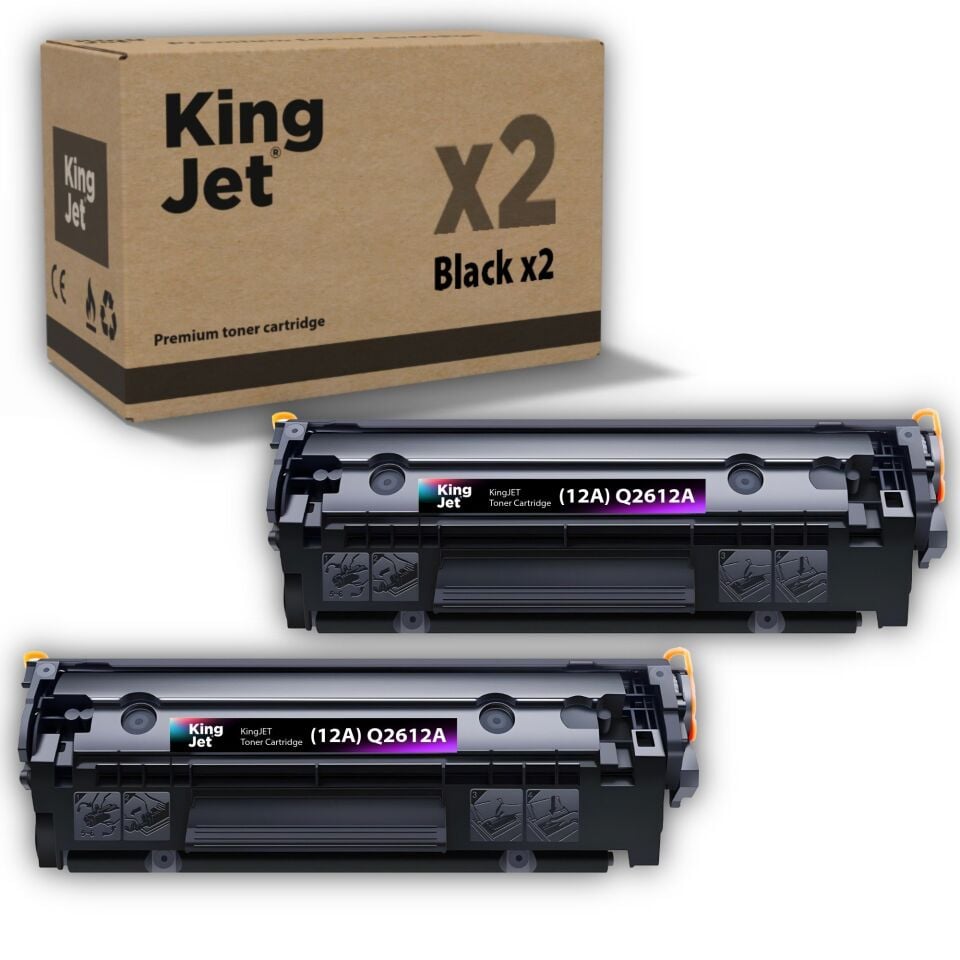 KingJET HP Uyumlu (12A) Q2612A Standart Kapasiteli (2'li Paket) Muadil Toneri | LaserJet 3052