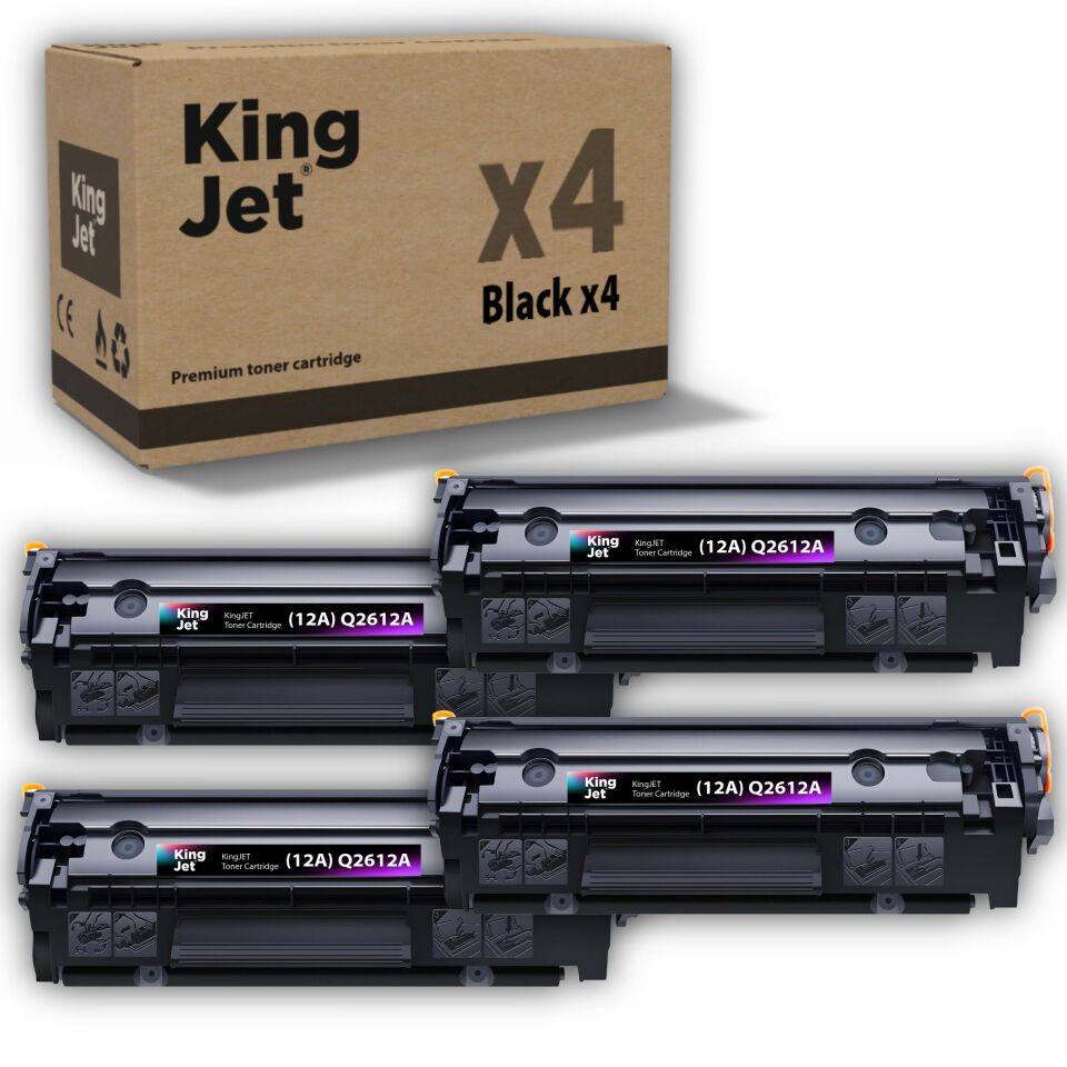 KingJET HP Uyumlu (12A) Q2612A Standart Kapasiteli (4'lü Paket) Muadil Toneri | LaserJet 3052