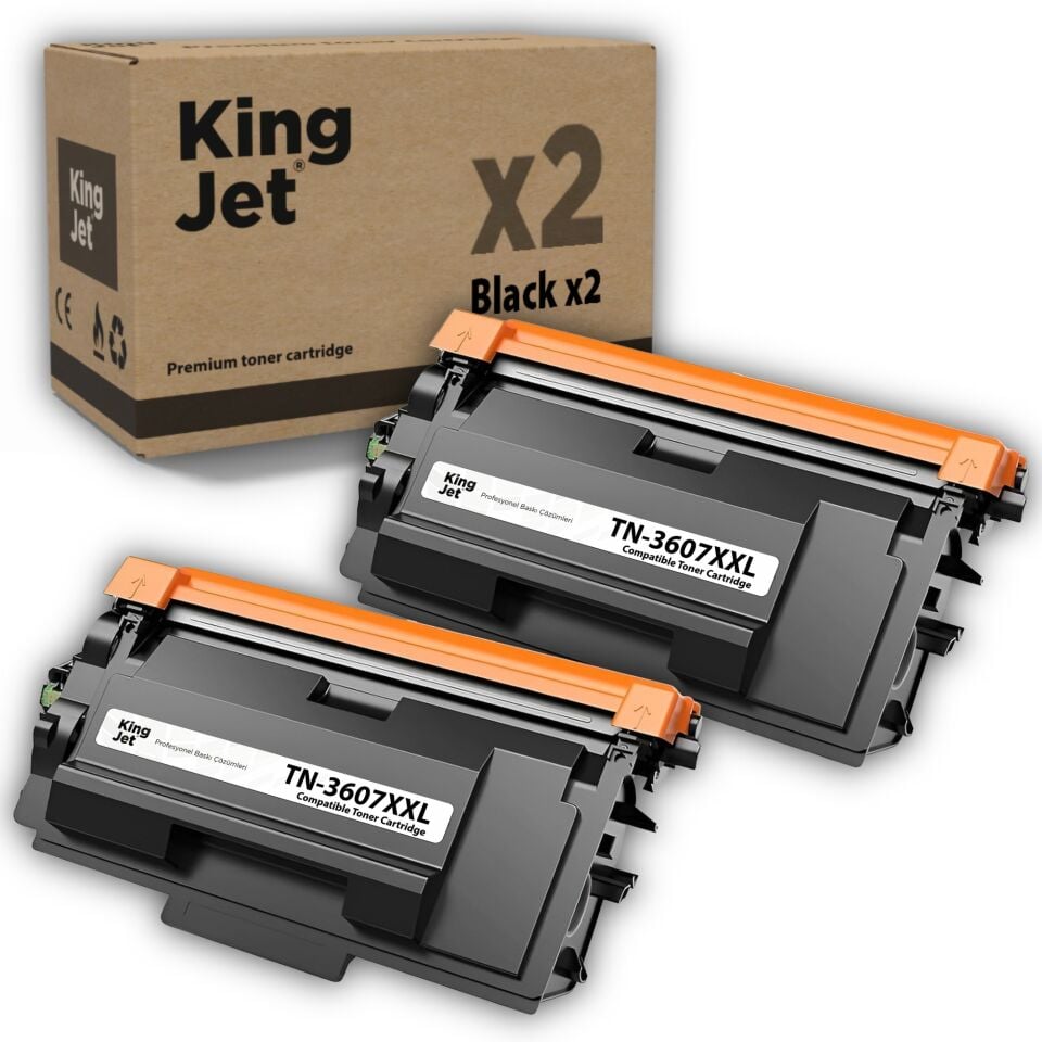 KingJET Brother Uyumlu TN-3607XXL Yüksek Kapasiteli (2'li Paket) Muadil Toner
