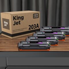 Kingjet Hp Uyumlu 203A Standart Kapasiteli 4 Renk (Takım) Muadil Toner Çipli | CF540A, M254