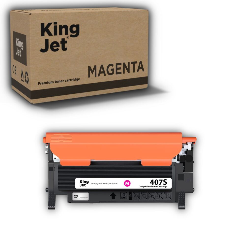KingJET Samsung Uyumlu CLT-M407S Standart Kapasiteli Kırmızı (Magenta) Çipli Muadil Toner | CLX-3180