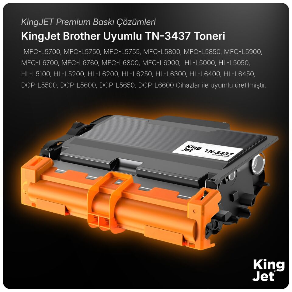 KingJET Brother Uyumlu TN-3437 Standart Kapasiteli (2'li Paket) Muadil Toner | MFC-L5700DN