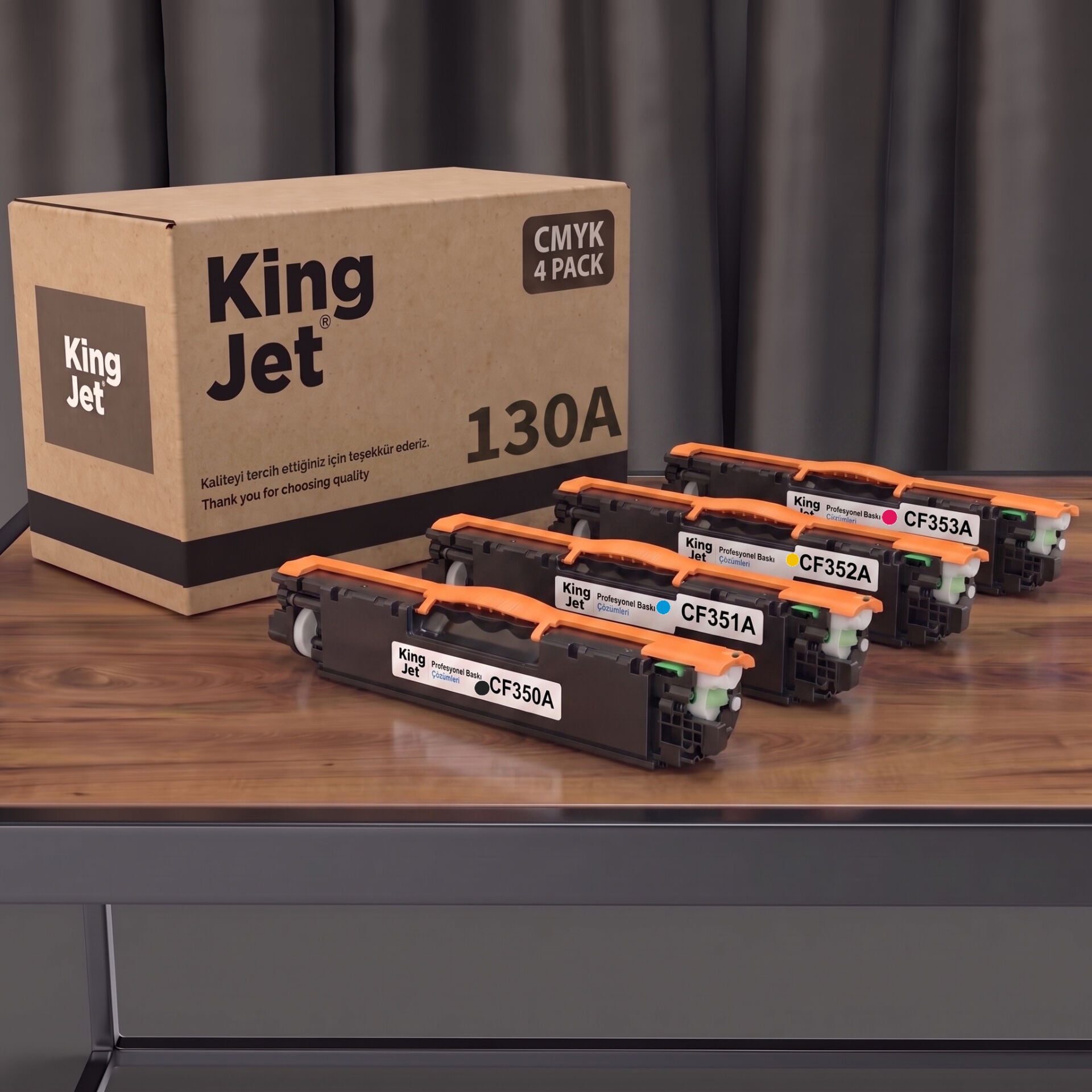 KingJET HP Uyumlu 130A 4 Renk Standart Kapasiteli (Takım) Çipli Muadil Toner