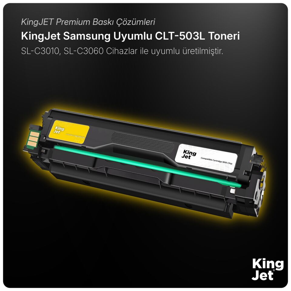 KingJET Samsung Uyumlu CLT-Y503L Yüksek Kapasiteli Sarı (Yellow) Çipli Muadil Toner