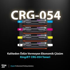 Kingjet Canon Uyumlu CRG-054 Standart Kapasiteli 4 Renk (Takım) Muadil Toner Çipli | LBP640, MF640C