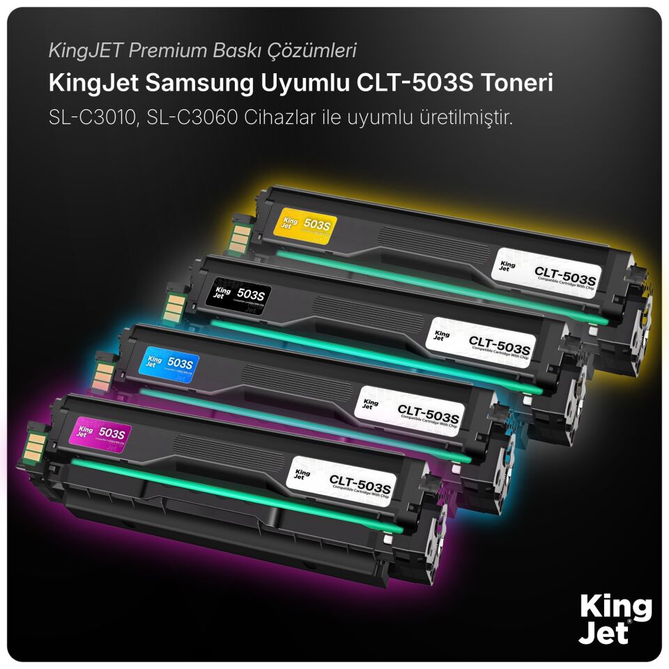 KingJET Samsung Uyumlu CLT-K503S Standart Kapasiteli 4 Renk (Takım) Çipli Muadil Toner