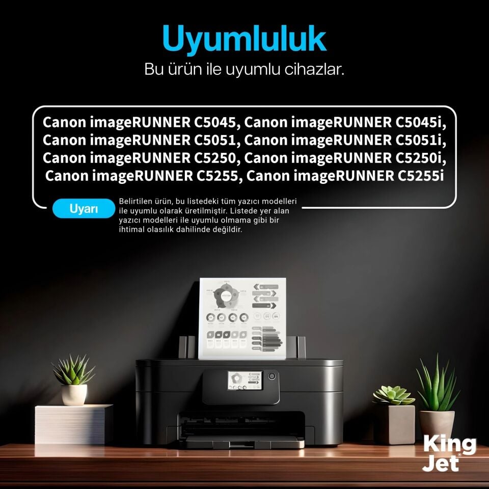 KingJET Canon Uyumlu C-EXV28 2801B002 Sarı Standart Kapasiteli (Tekli) Çipli Muadil Toner | Canon imageRUNNER C5051i