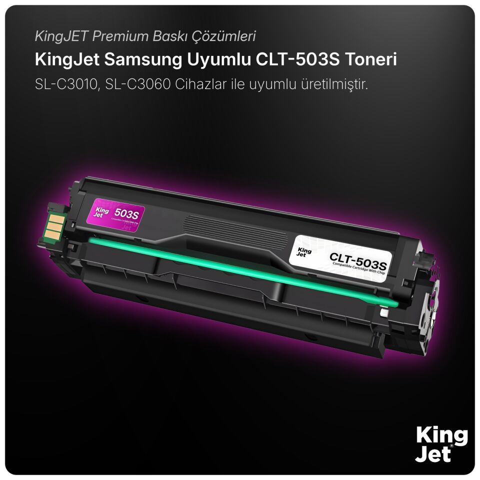 KingJET Samsung Uyumlu CLT-M503S Standart Kapasiteli Kırmızı (Magenta) Çipli Muadil Toner
