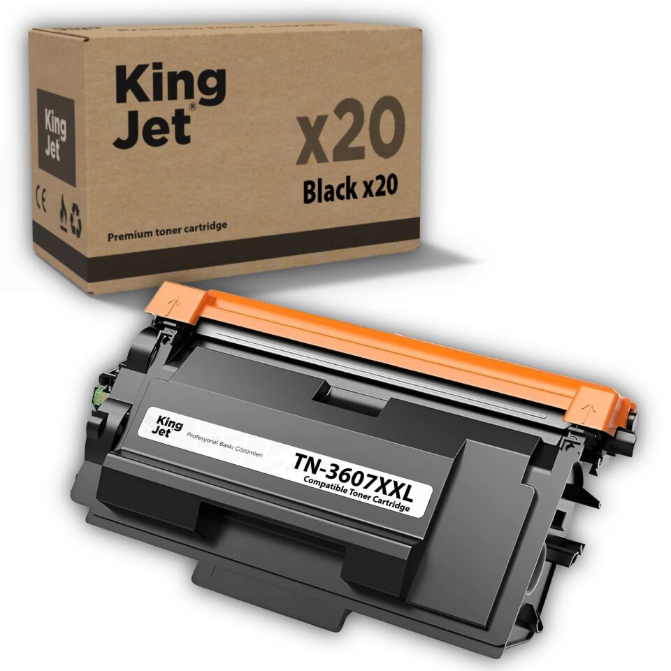 KingJET Brother Uyumlu TN-3607XXL Yüksek Kapasiteli (20'li Paket) Muadil Toner | HL-L6410DN