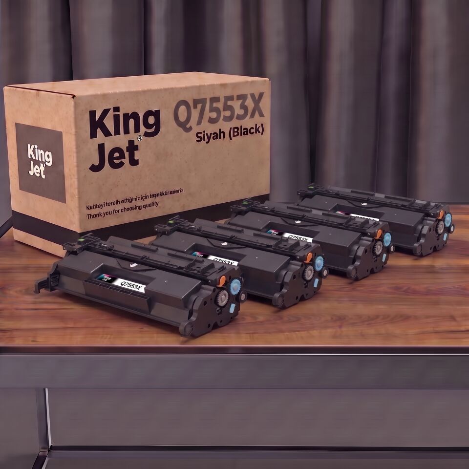 KingJET HP Uyumlu 53X Q7553X Siyah Yüksek Kapasiteli (4'lü Paket) Çipli Muadil Toner | LaserJet M2727nf