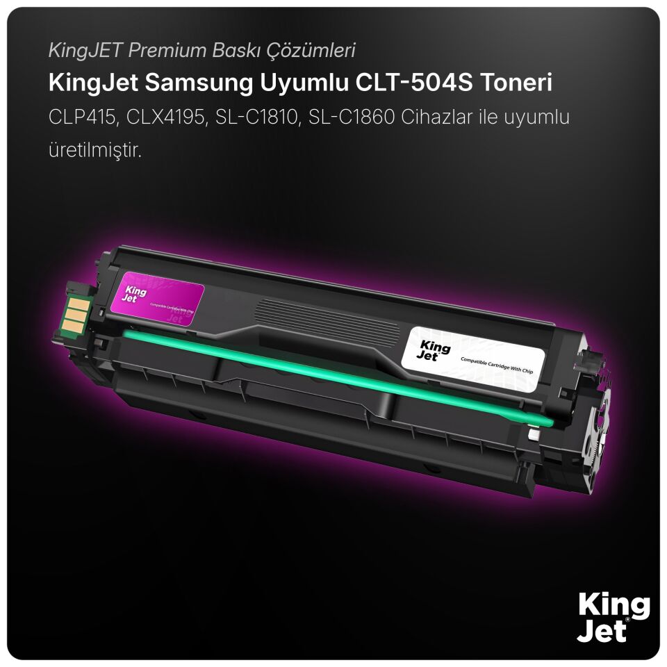KingJET Samsung Uyumlu CLT-M504S Standart Kapasiteli Kırmızı (Magenta) Çipli Muadil Toner